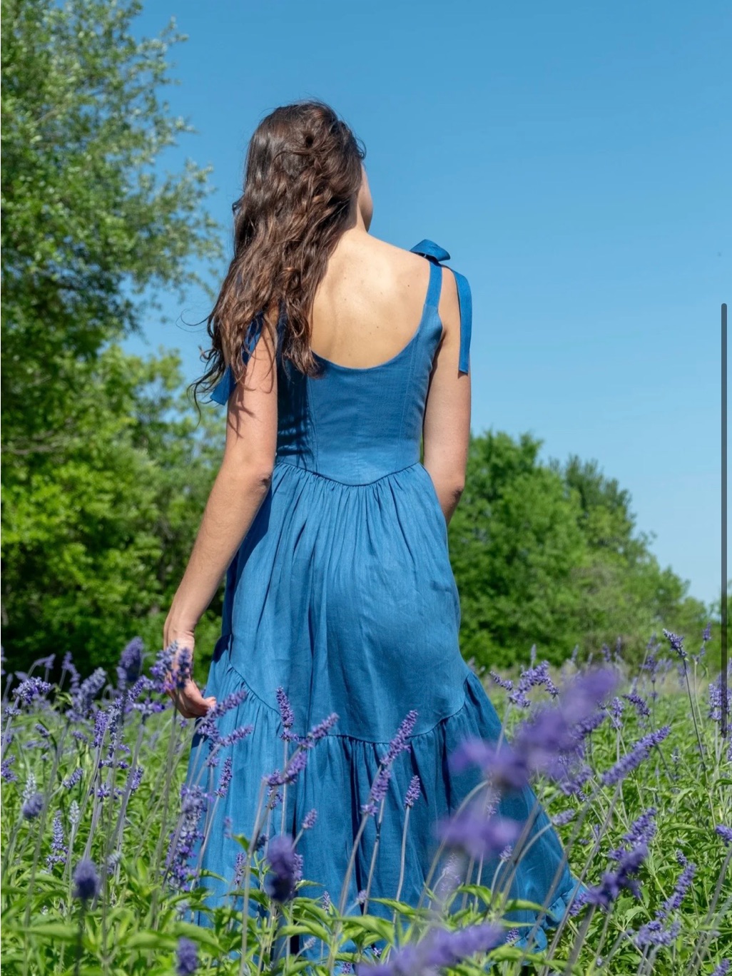 Of Her Own Kind Mirabelle Dress In Indigo Linen — image 2 of 7
